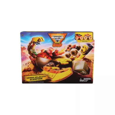 Monster Jam Set di Gioco Venom Velocity Scorpion con Pista e 2 Monster Truck 1:87, Bambini 3-6 Anni