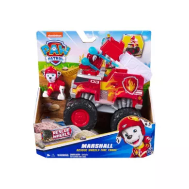 Paw Patrol Rescue Wheels Marshall con Camion dei Pompieri e Personaggio 3+ Anni, Veicolo Giocattolo con Lanciamissili