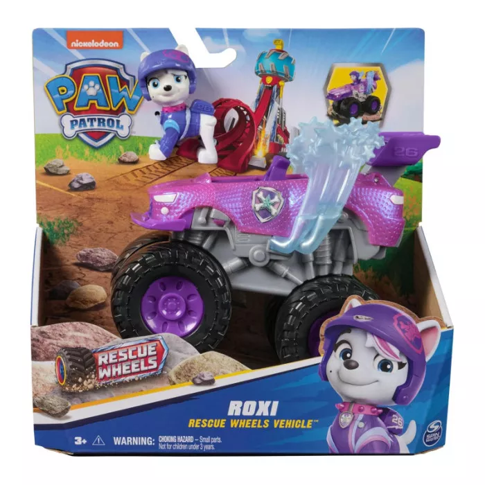 Paw Patrol Rescue Wheels Roxi con Camion Trasformabile e Personaggio 3+ Anni, Veicolo Giocattolo per Bambini