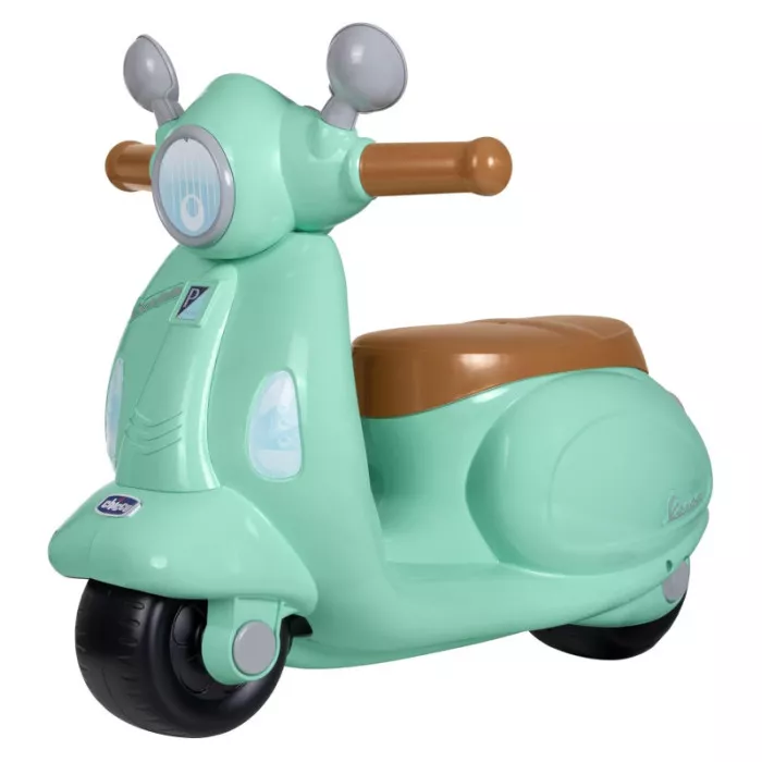 Vespa Primavera Verde Acqua – Moto Cavalcabile 1-3 Anni con Luci, Suoni e Ruote di Supporto Rimovibili, Max 25 kg