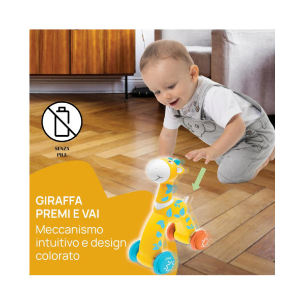 Chicco Giraffa Push&Go – Gioco Trainabile 12-36 Mesi con Ruote Gommate, Stimola Camminata e Attività Motorie