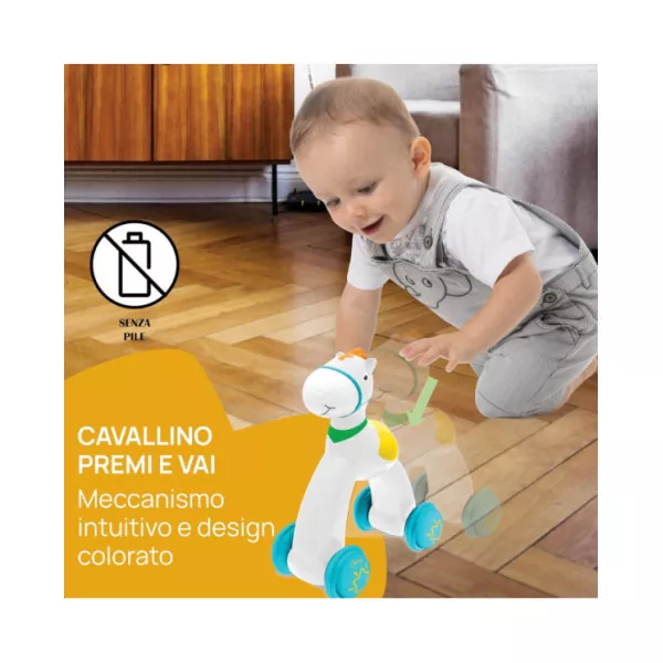 Chicco Cavallino Push&Go – Gioco Trainabile 12-36 Mesi con Ruote Gommate, Stimola Camminata e Attività Motorie