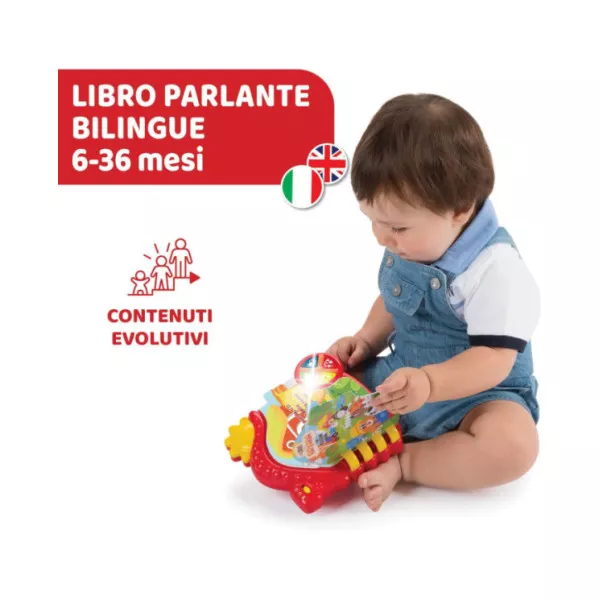 Chicco Il Libro della Fattoria – Libro Elettronico Bilingue Italiano/Inglese, Suoni Animali e Lettura Attiva 6M–3 Anni