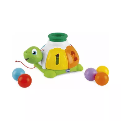 Chicco Tartaruga Incastra e Tira – Gioco Trainabile Elettronico con 5 Palline da Incastro, 12-36 Mesi
