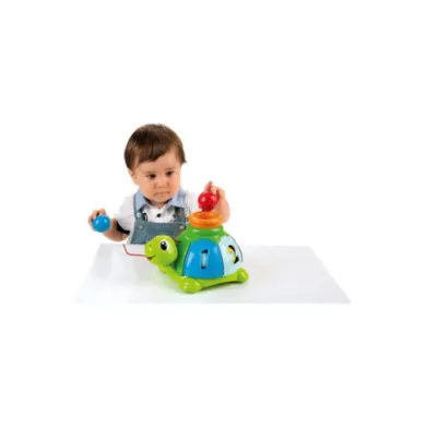 Chicco Tartaruga Incastra e Tira – Gioco Trainabile Elettronico con 5 Palline da Incastro, 12-36 Mesi