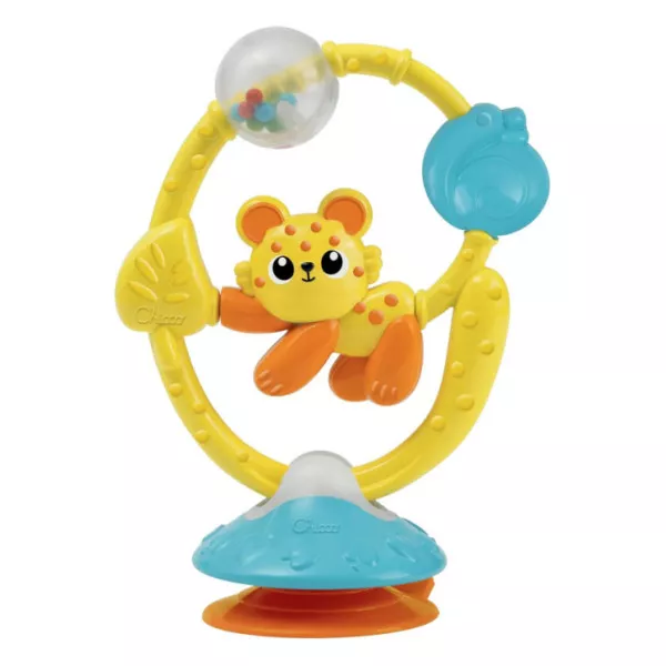 Chicco Gioco Seggiolone Amico della Giungla – Sonaglio con Ventosa, Attività Tattili e Manuali, 6-18 Mesi