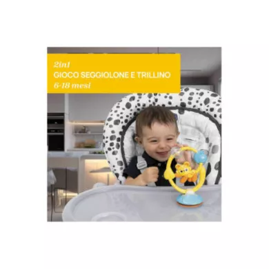 Chicco Gioco Seggiolone Amico della Giungla – Sonaglio con Ventosa, Attività Tattili e Manuali, 6-18 Mesi