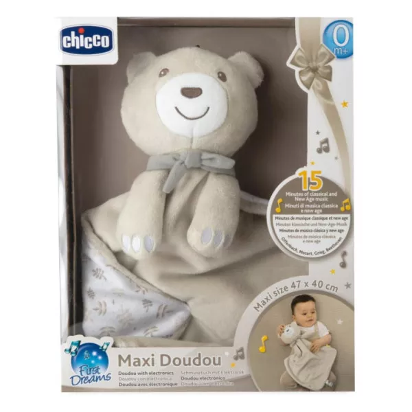 Maxi Doudou Orsetto Chicco – Peluche Morbido con Musica Classica, Lavabile, Neonato 0+ Mesi
