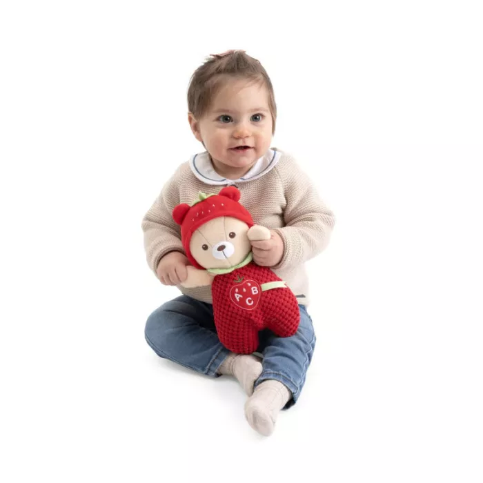 Orsetto Fragolino Chicco – Peluche Interattivo Trilingue ABC con Suoni e Filastrocche, 6+ Mesi