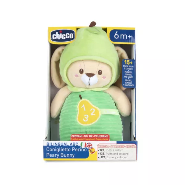 Coniglietto Perino Chicco – Peluche Interattivo Trilingue con Suoni e Numeri, 6+ Mesi