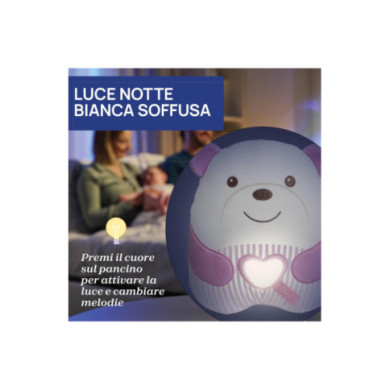 Peluche Orsetto Rosa Chicco – Peluche Elettronico Morbido con Musica Rilassante e Luce Soffusa, 0+ Mesi