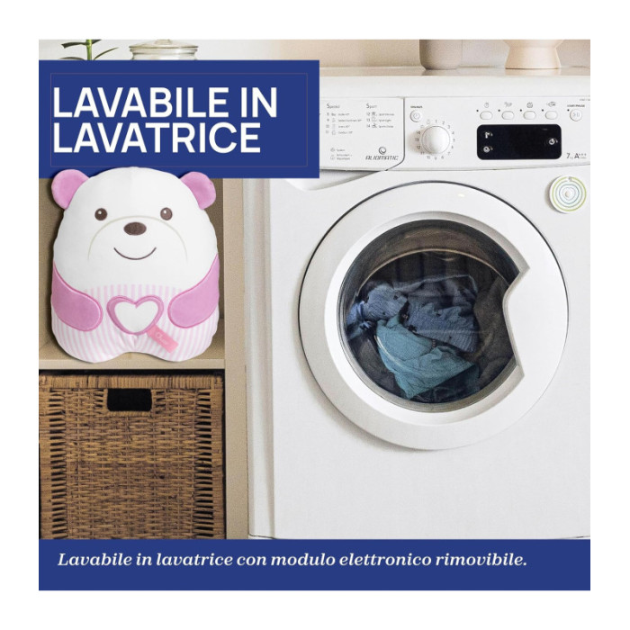 Peluche Orsetto Rosa Chicco – Peluche Elettronico Morbido con Musica Rilassante e Luce Soffusa, 0+ Mesi