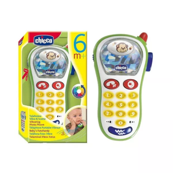 Telefonino Vibra e Scatta Chicco – Primo Telefono Giocattolo con Suoni e Luci, 6-18 Mesi