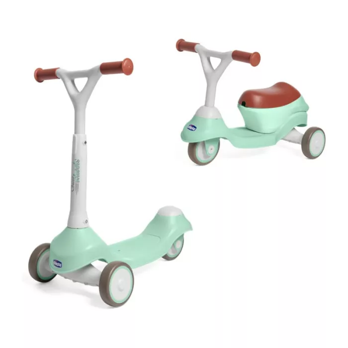 Monopattino Evolutivo 2in1 Chicco – Cavalcabile 1 Anno e Monopattino 2 Anni, Verde Acqua