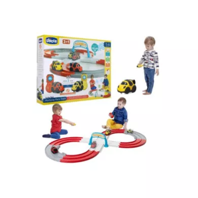 Chicco Pista Evolutiva 1.5 m – Pista Macchinine con 2 Auto Radiocomandate, Pista ad Anello o a 8, Gioco 2 Giocatori 1-4 Anni