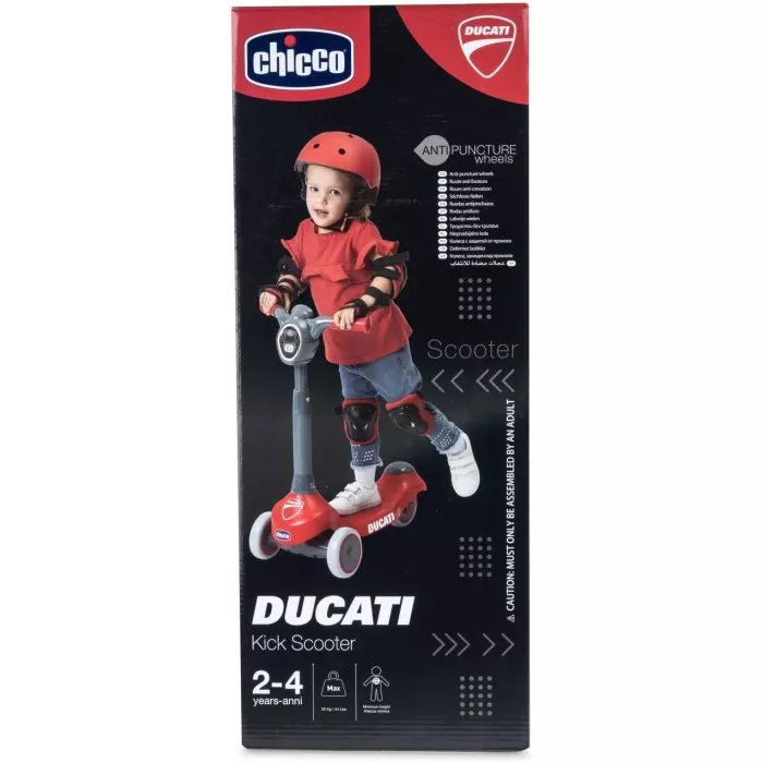Chicco Monopattino Ducati Scooter – Monopattino Evolutivo 3 Ruote in Gomma, Leggero e Stabile, Base Antiscivolo, 2-4 Anni