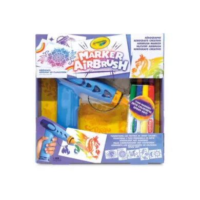 Marker Airbrush – Aerografo Creativo per Bambini con 8 Pennarelli Lavabili e 5 Stencil, Attività Artistiche 6+ Anni CRAYOLA
