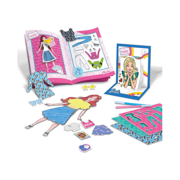 Barbie Fashion Colouring – Zainetto Creativo con Sticker, Quaderno Stilista e Fogli da Colorare, Set Moda 4+ Anni