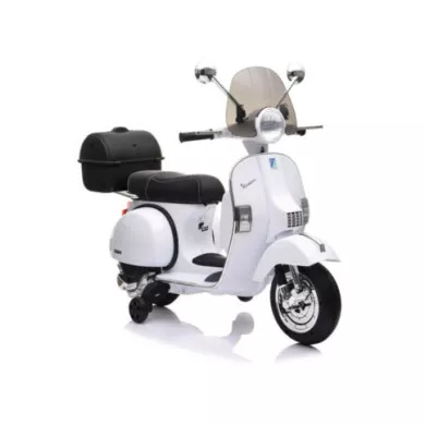 Piaggio Vespa PX150 Moto Elettrica 12V per Bambini Bianca con Bauletto e Luci