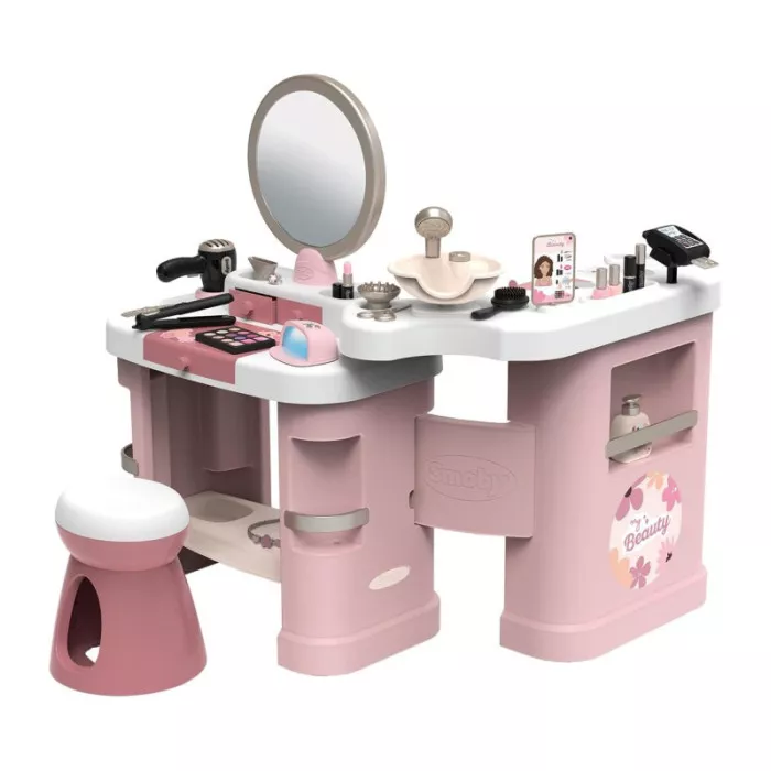 Beauty Center 3 in 1 per Bambini – Parrucchiere, Manicure e Trucco con 26 Accessori Smoby 3+ Anni
