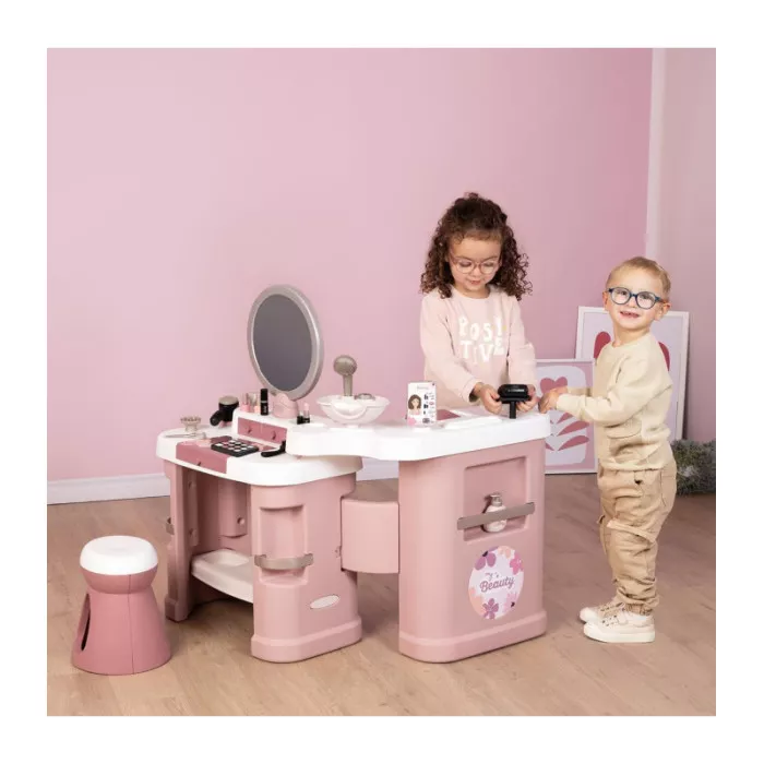 Beauty Center 3 in 1 per Bambini – Parrucchiere, Manicure e Trucco con 26 Accessori Smoby 3+ Anni