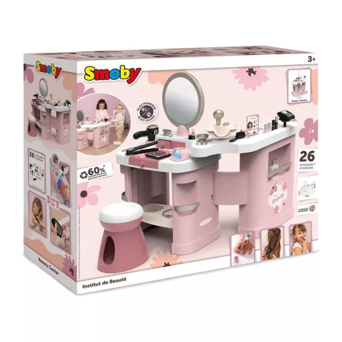 Beauty Center 3 in 1 per Bambini – Parrucchiere, Manicure e Trucco con 26 Accessori Smoby 3+ Anni
