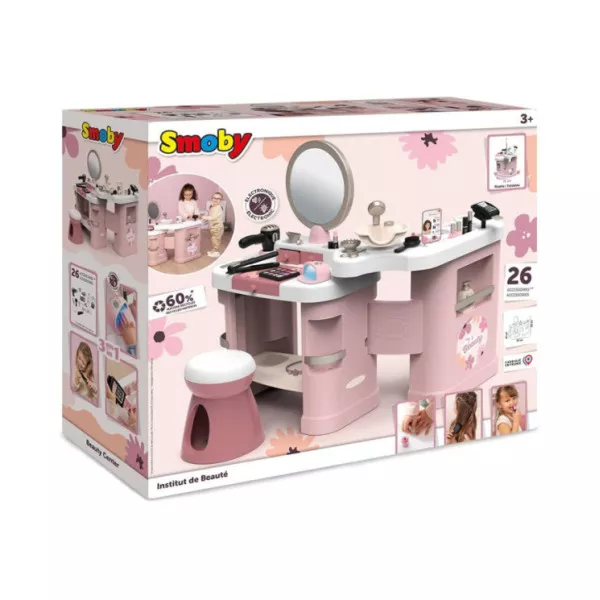 Beauty Center 3 in 1 per Bambini – Parrucchiere, Manicure e Trucco con 26 Accessori Smoby 3+ Anni