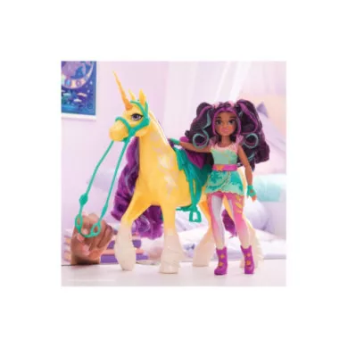 Unicorn Academy – Unicorno Leaf 28 cm con Testa Mobile e Accessori Equitazione 4+ Anni (Modello Casuale)