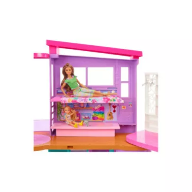 Casa delle Bambole Barbie Casa di Malibu Playset 2 Piani con Ascensore e Altalena, Bambini 3+ Anni Mattel