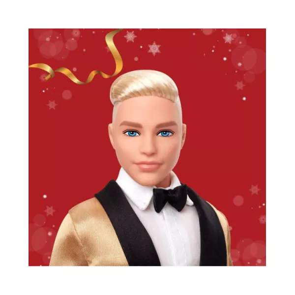 Bambola Ken magia delle feste 2025 con Tuta Elegante Dorata, 6+ Anni Mattel JGK55