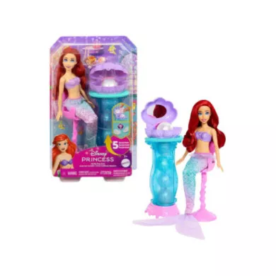 Disney Princess Ariel Specchiera Magica – Bambola Sirena con Coda Rimovibile e Accessori Sorpresa, Bambini 3+ Anni