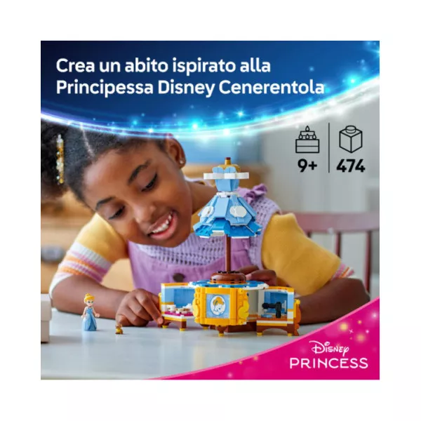 LEGO | Disney Princess 43266 Abito di Cenerentola, Giochi per Bambini 9+ con Espositore, Mini Bambolina e Personaggio di Gus