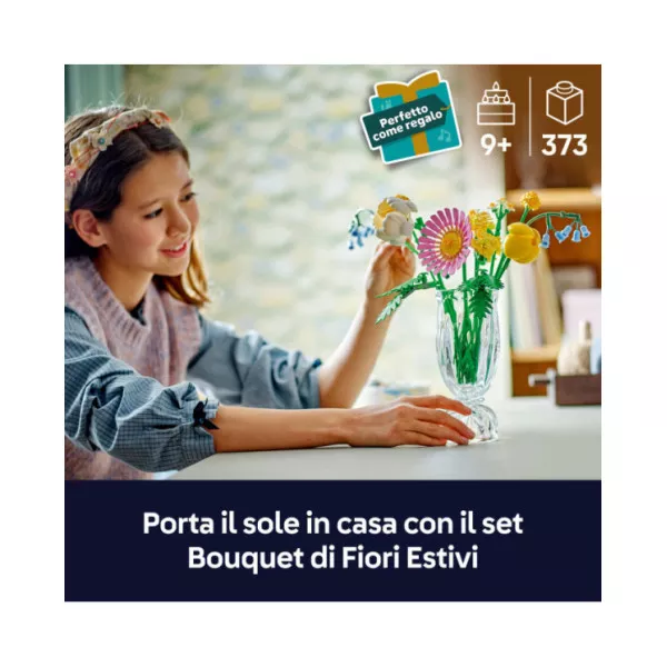 LEGO Botanicals 10347 Bouquet di Fiori Estivi Finti - Decorazione per Casa - Gioco della Natura per Bambine e Bambini 9+