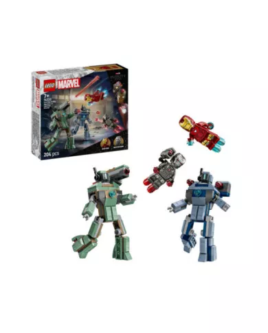 LEGO ǀ Marvel 76320 Iron Man e War Machine Contro i Droni Hammer,  Giocattolo con 2 Minifigure e 2 Action Figure, Regalo 7+
