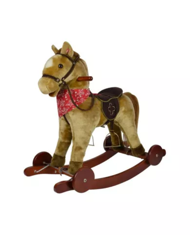 Cavallo a Dondolo Cavalcabile con Ruote e Suoni Berlin per Bambini 3+ Anni Gioco Educativo Interattivo