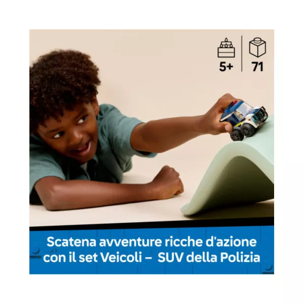 LEGO City 60481 Veicoli – SUV della Polizia, Giocattolo con Minifigure Junior di Poliziotto, Piccolo Regalo per Bambini da 5+