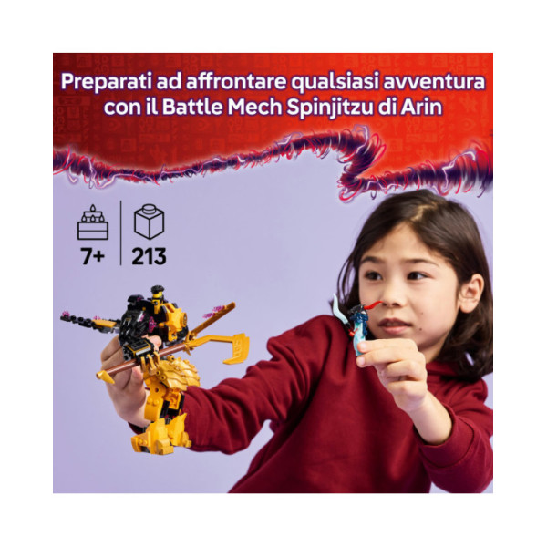 LEGO NINJAGO 71839 Battle Mech Spinjitzu di Arin con Action Figure Snodabile, Drago Giocattolo e 2 Minifigure, Idea Regalo 7+