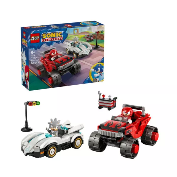 LEGO Sonic the Hedgehog 77118 Auto di Silver vs. Monster Truck di Knuckles, Giocattolo con 2 Minifigure, Regalo per Gamer 8+