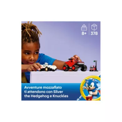 LEGO Sonic the Hedgehog 77118 Auto di Silver vs. Monster Truck di Knuckles, Giocattolo con 2 Minifigure, Regalo per Gamer 8+