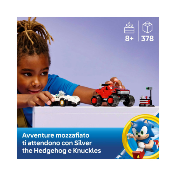 LEGO Sonic the Hedgehog 77118 Auto di Silver vs. Monster Truck di Knuckles, Giocattolo con 2 Minifigure, Regalo per Gamer 8+