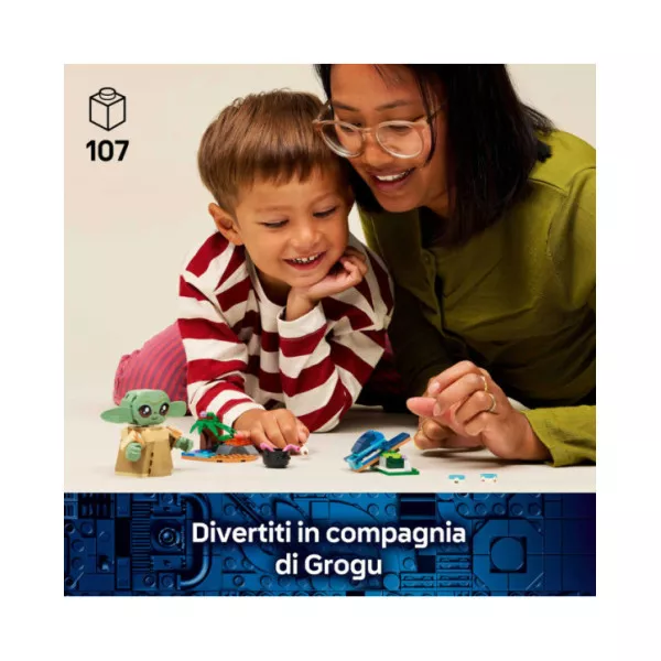 LEGO 75443 Star Wars La Casa di Grogu, Giocattolo con Personaggio Grogu, Rana Sorgan, Catapulta e Biscotti Blu, Regalo da 4+