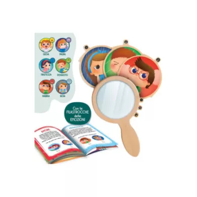 Lisciani Montessori Legno Specchio Emozioni Bambini - Gioco Educativo Consapevolezza Sviluppo Emotivo