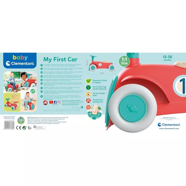 Macchinina Cavalcabile Prima Infanzia Clementoni My First Car 12-36 Mesi Ride On Educativo