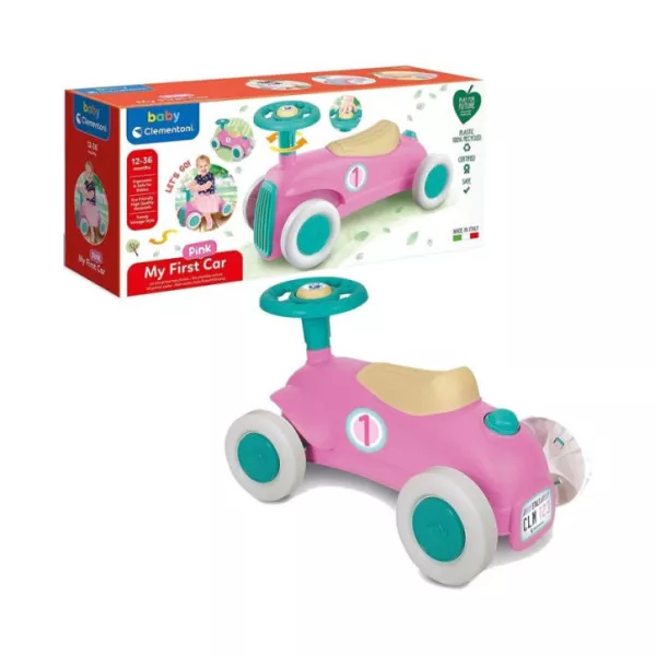 Macchinina Cavalcabile Prima Infanzia Clementoni My First Car Rosa 12-36 Mesi Ride On Educativo