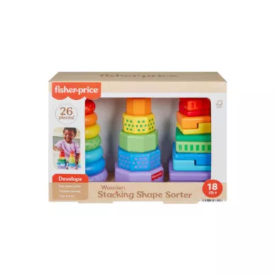 Fisher-Price Giocattolo Legno 26 Pezzi Impilabile Montessori 18+ Mesi