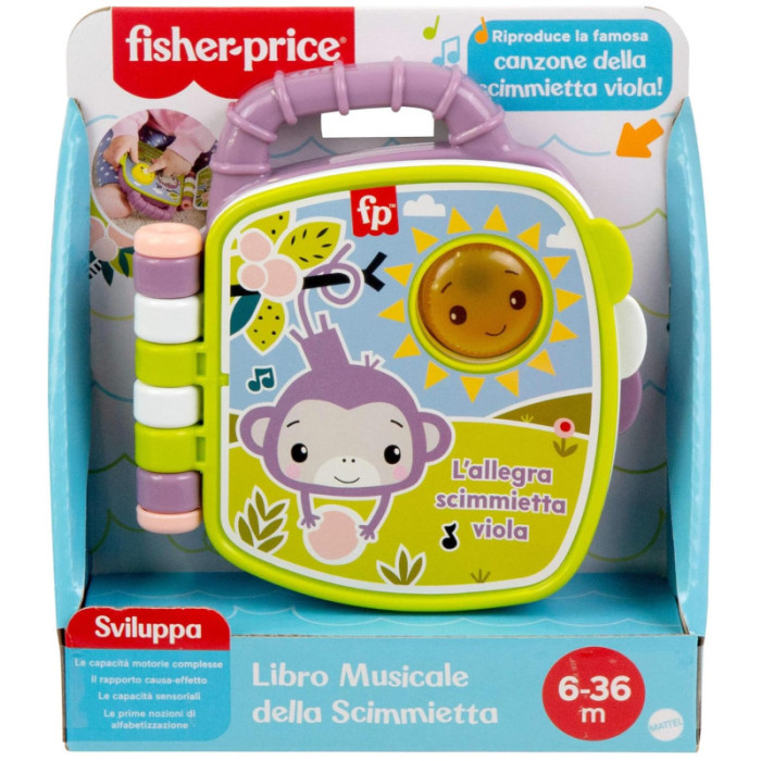 Libro musicale Scimmietta Viola Fisher-Price con luci e suoni educativi