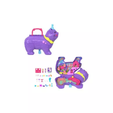 Playset Polly Pocket Gattino delle Feste con 23 Sorprese – Mini Bambole e Accessori 4+ Anni Mattel