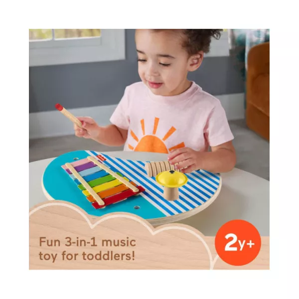 Tavolo Musicale in Legno Fisher-Price 3 in 1 – Strumenti a Percussione Montessori 2+ Anni