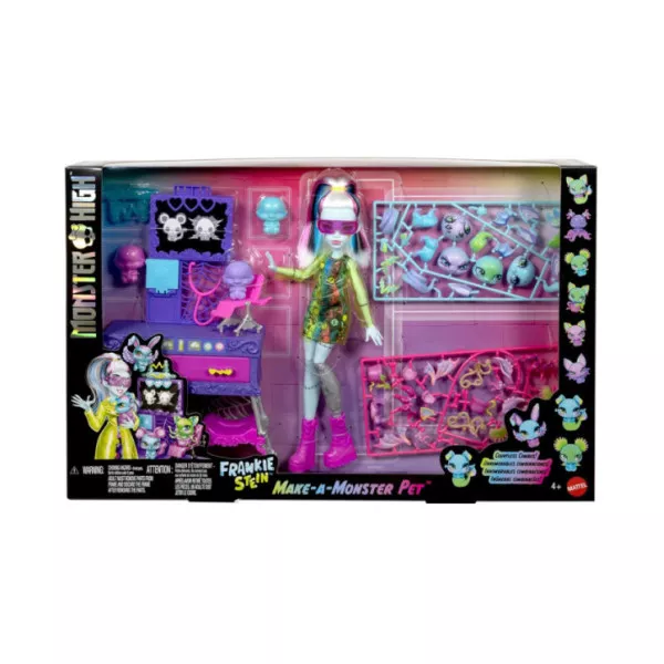 Playset Monster High Laboratorio dei Cuccioli con Bambola Frankie Stein e 30+ Accessori 4+ Anni