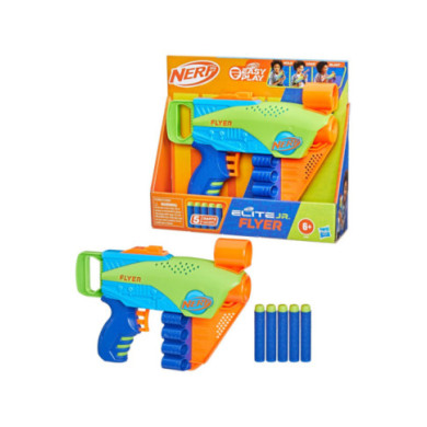 Nerf Elite Junior Flyer Blaster con 5 Dardi – Pistola Giocattolo Foam Easy Play 6+ Anni